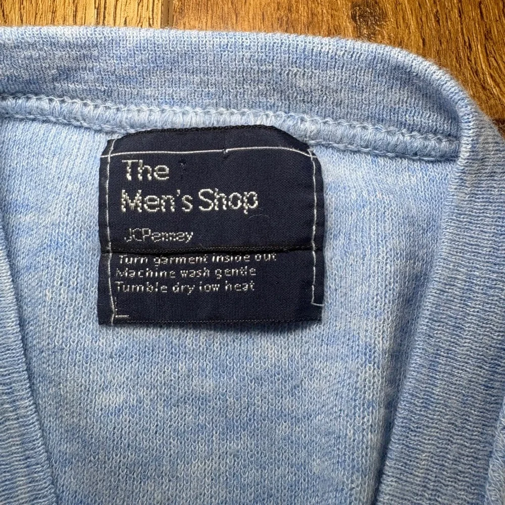 VTG JCPenney The Mens Shop Blue Orlon Acrylic Sweater‎ Small lightweight preppy